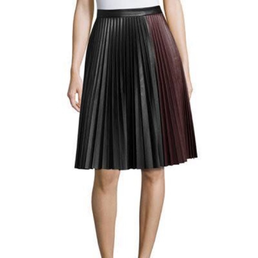 NWT 1. State navy and burgundy faux leather pleat